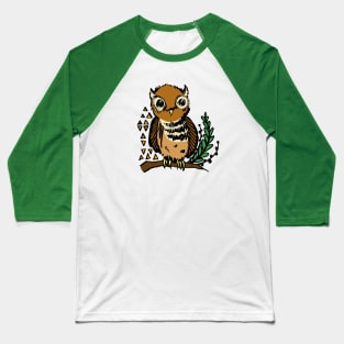 Hand Drawn Owl In Nature Baseball T-Shirt